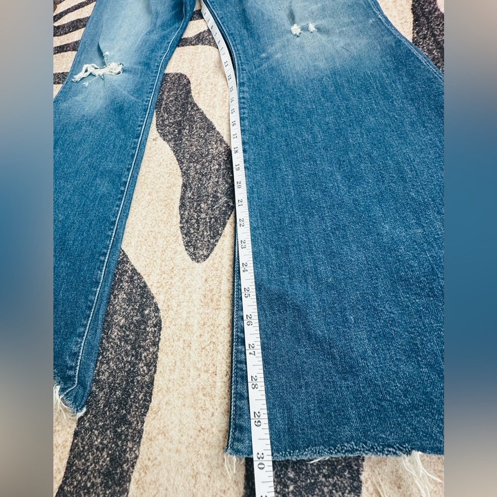Mother Denim Born to Bite Flares, light distressing and a raw hem. - Picture 6 of 9